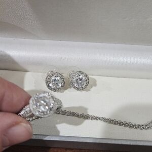 Set of 4.  cubic zirconia ring/ earrings/ necklace